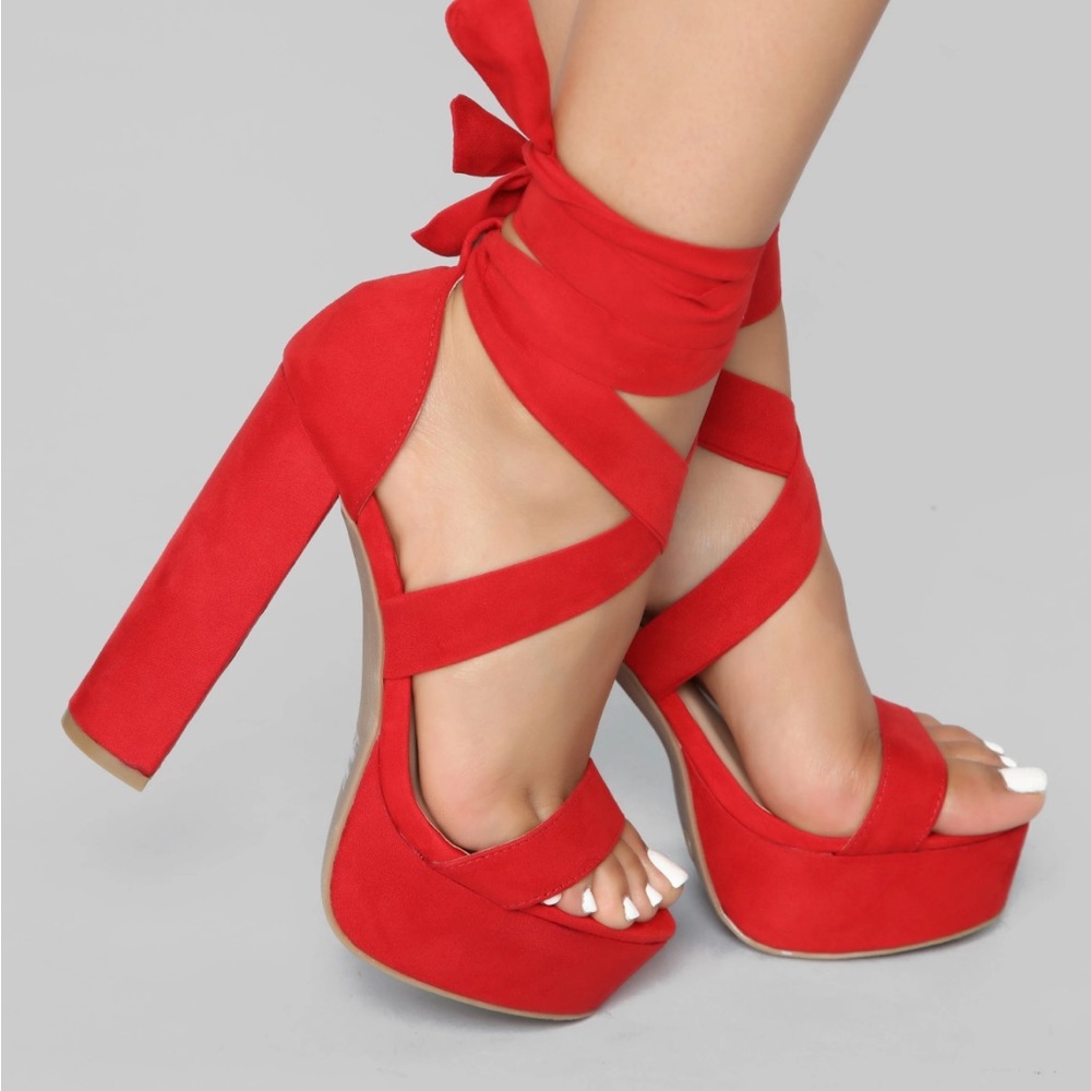 Red platform heels